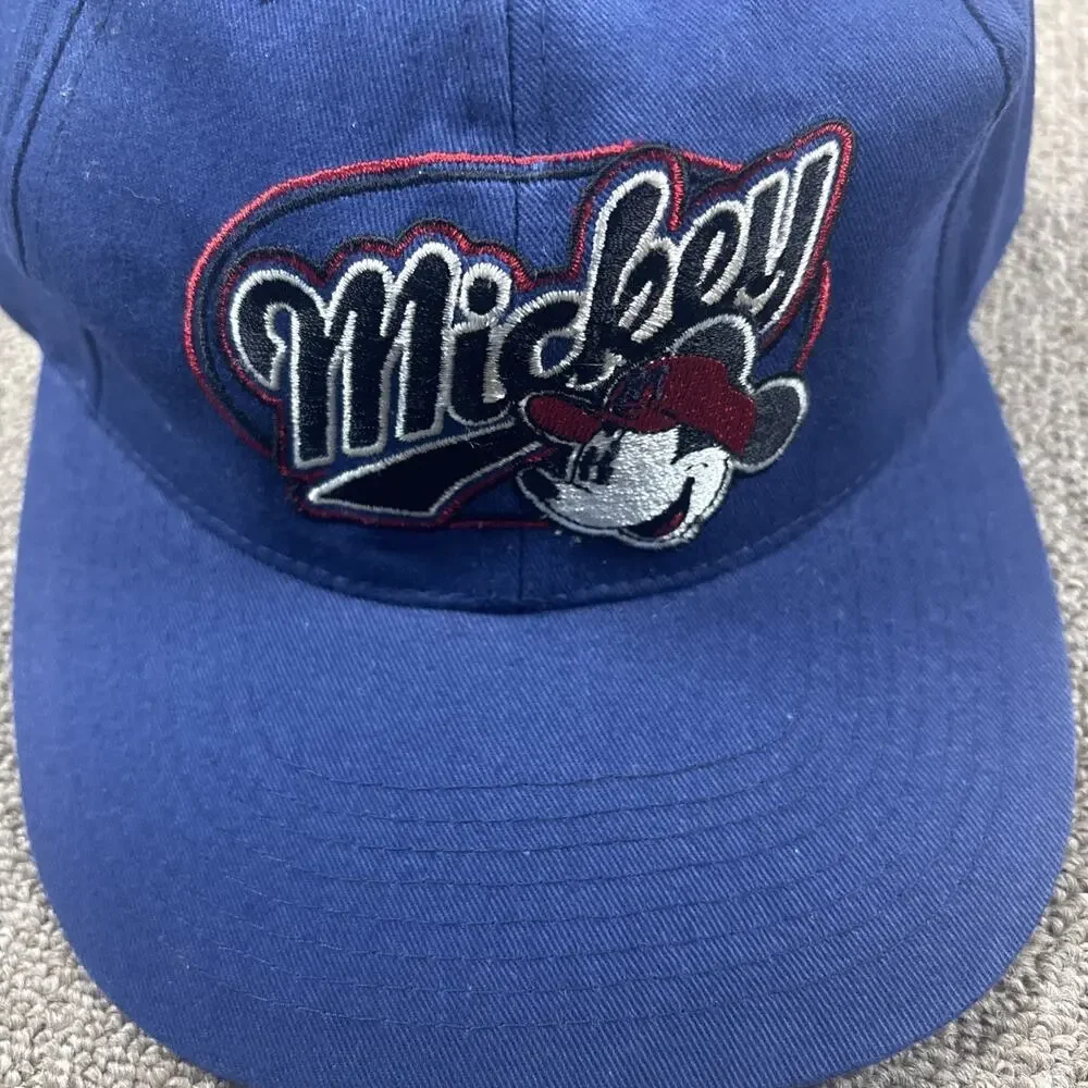 VTG Disney Mickey Mouse Baseball Hat Snap Back One Size Embroidered NWT Blue